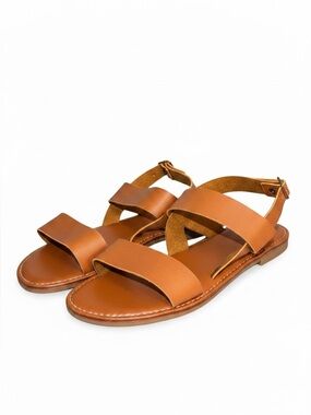 Zulily Brown Minimal Strappy Ankle Buckle Flat Sandals Size 7